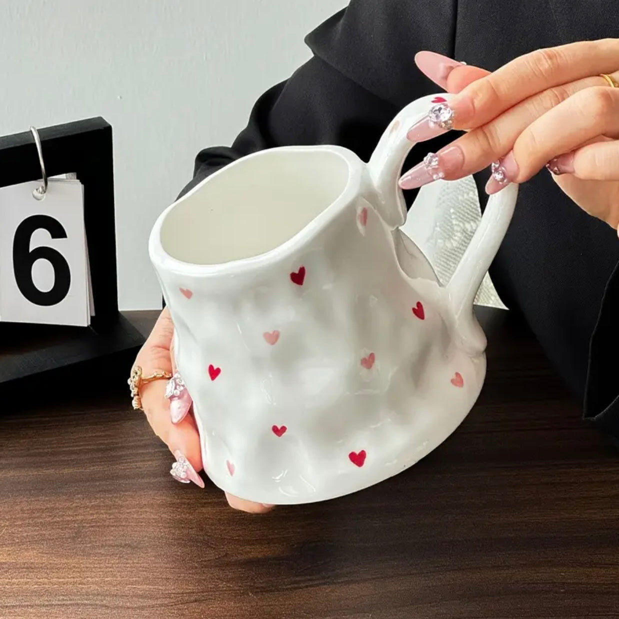 Hearts XL Ceramic Mug - White
