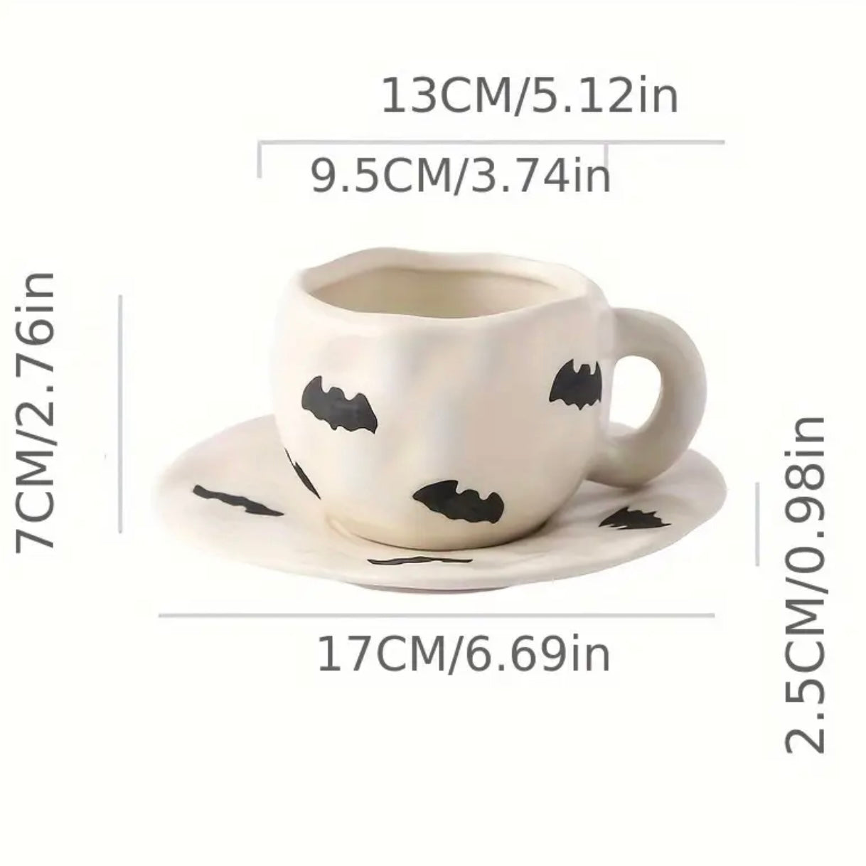 Spooky Bats Ceramic Mug & Saucer Set