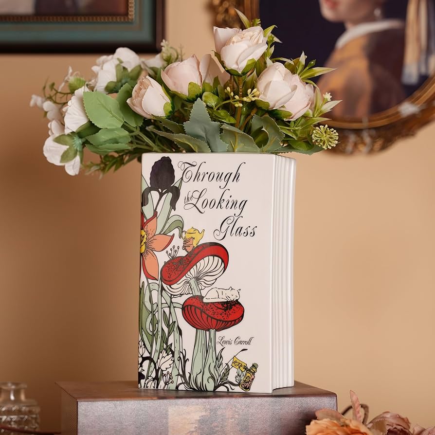 Through The Looking Glass Large Ceramic Book Vase