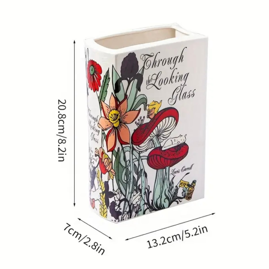 Through The Looking Glass Large Ceramic Book Vase