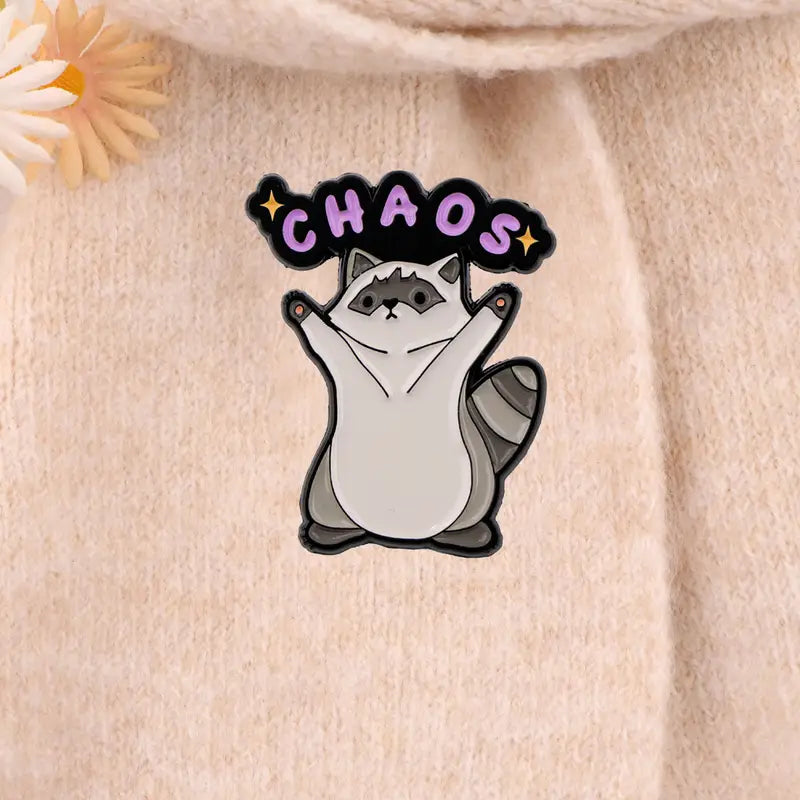 Chaos Raccoon Enamel Pin