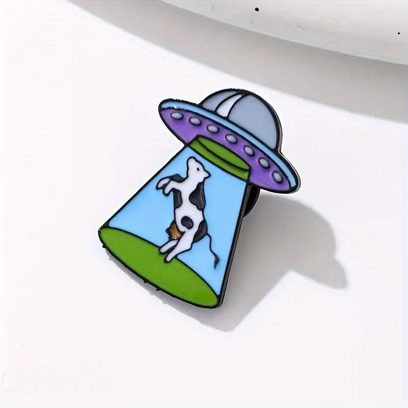 UFO Cow Enamel Pin