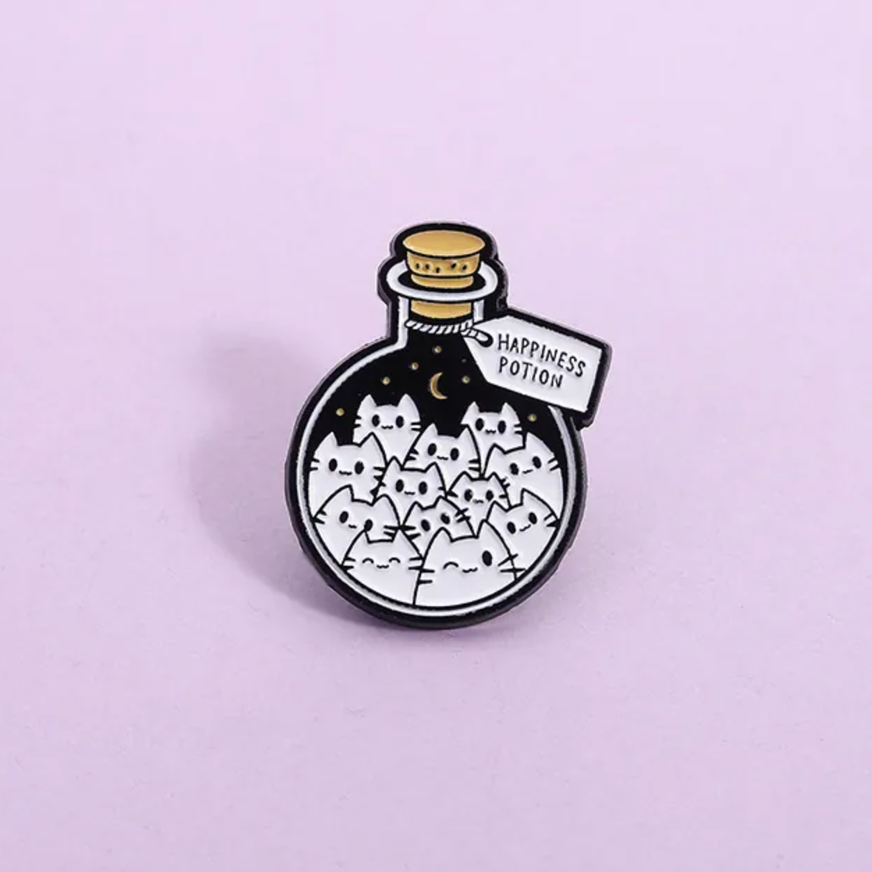Happiness Potion Cats Enamel Pin
