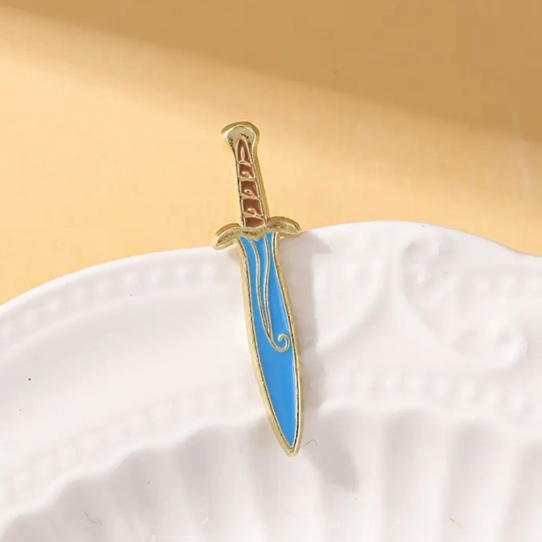 Silver Sword Enamel Pin