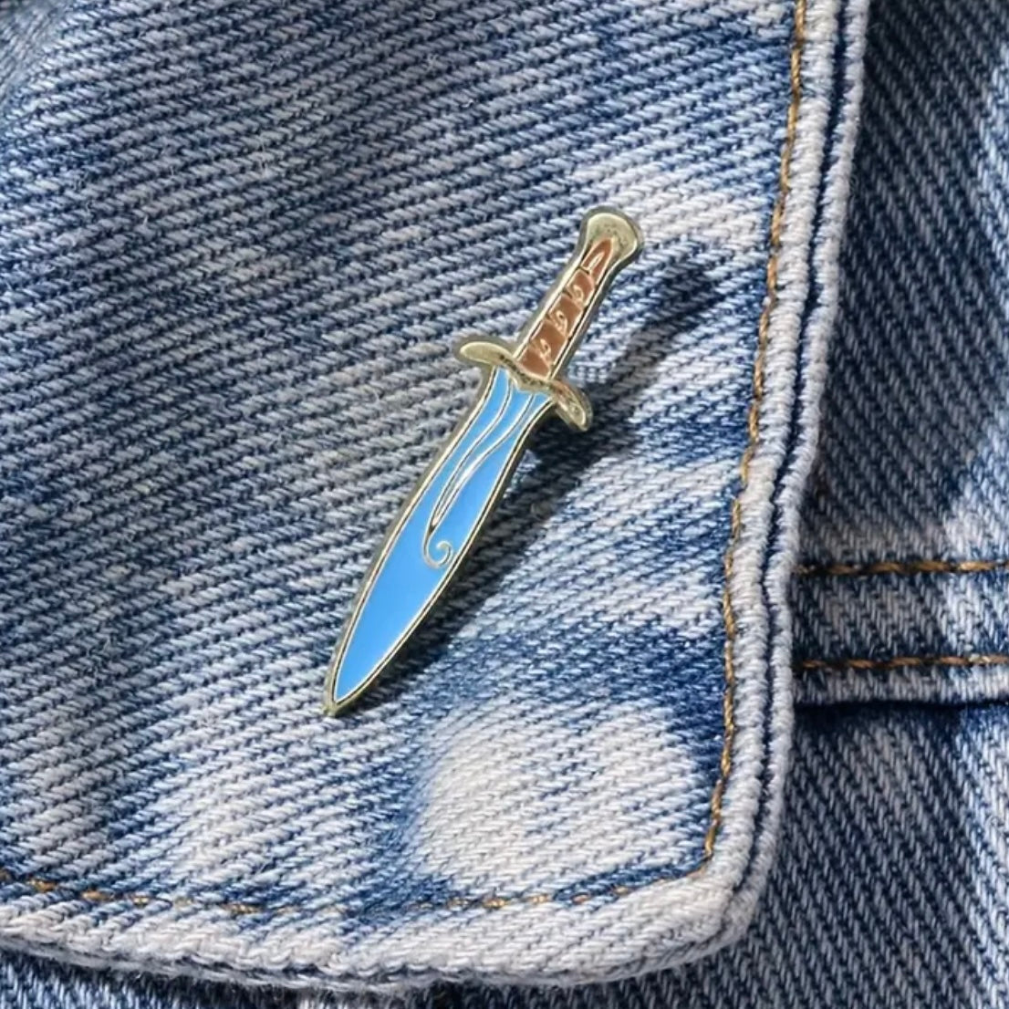 Silver Sword Enamel Pin