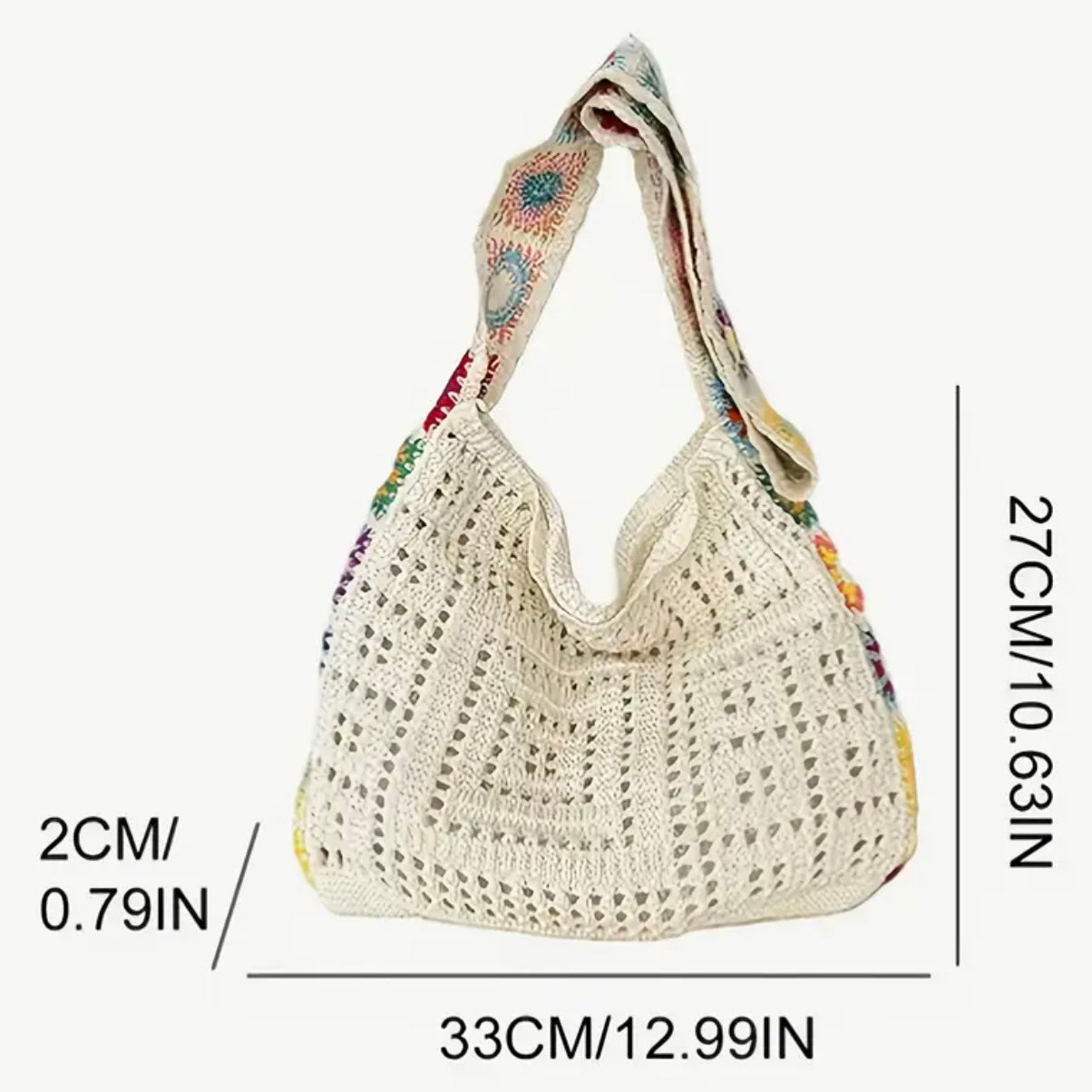 Rainbow Suns Crochet Tote Bag