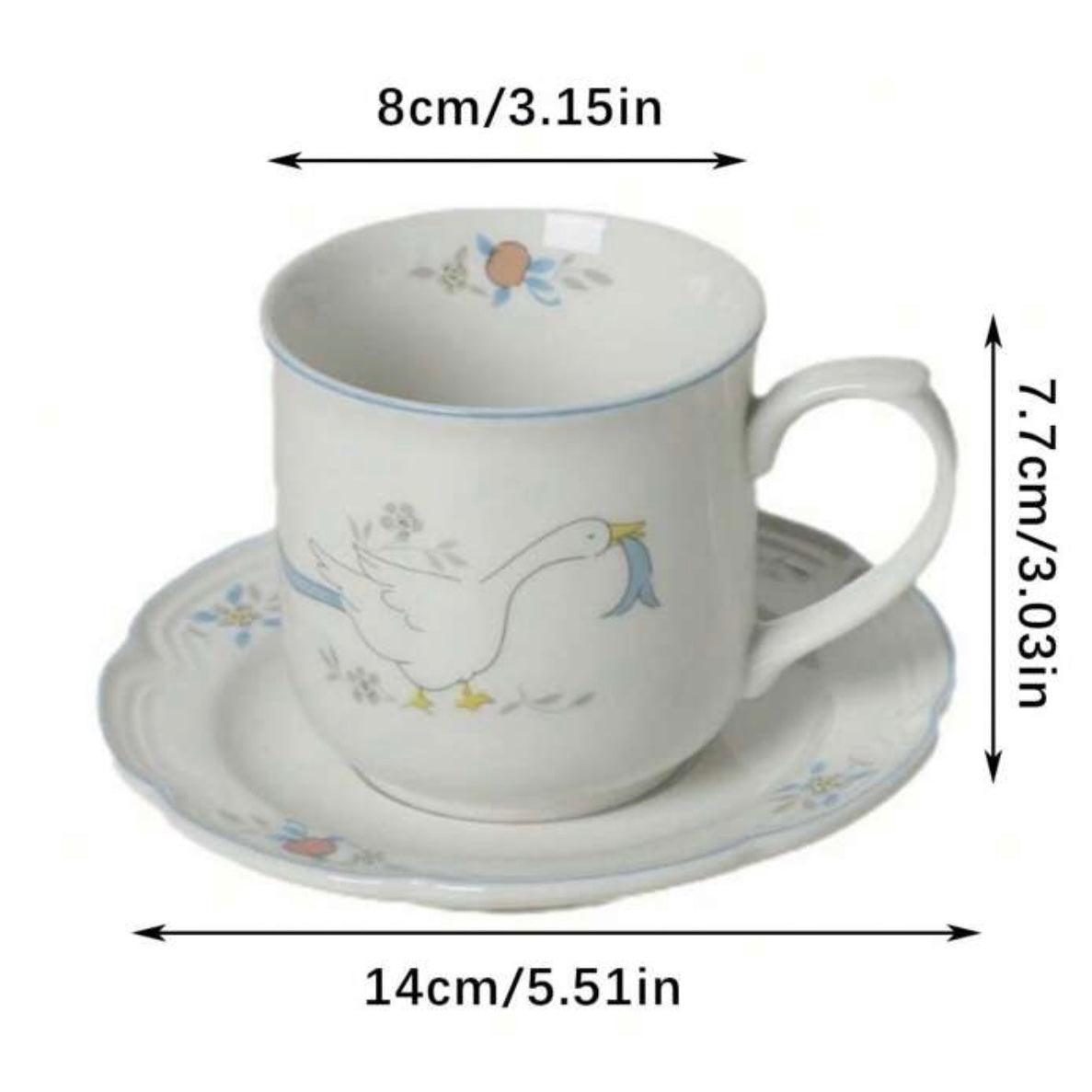Silly Goose Ceramic Mug & Saucer Set