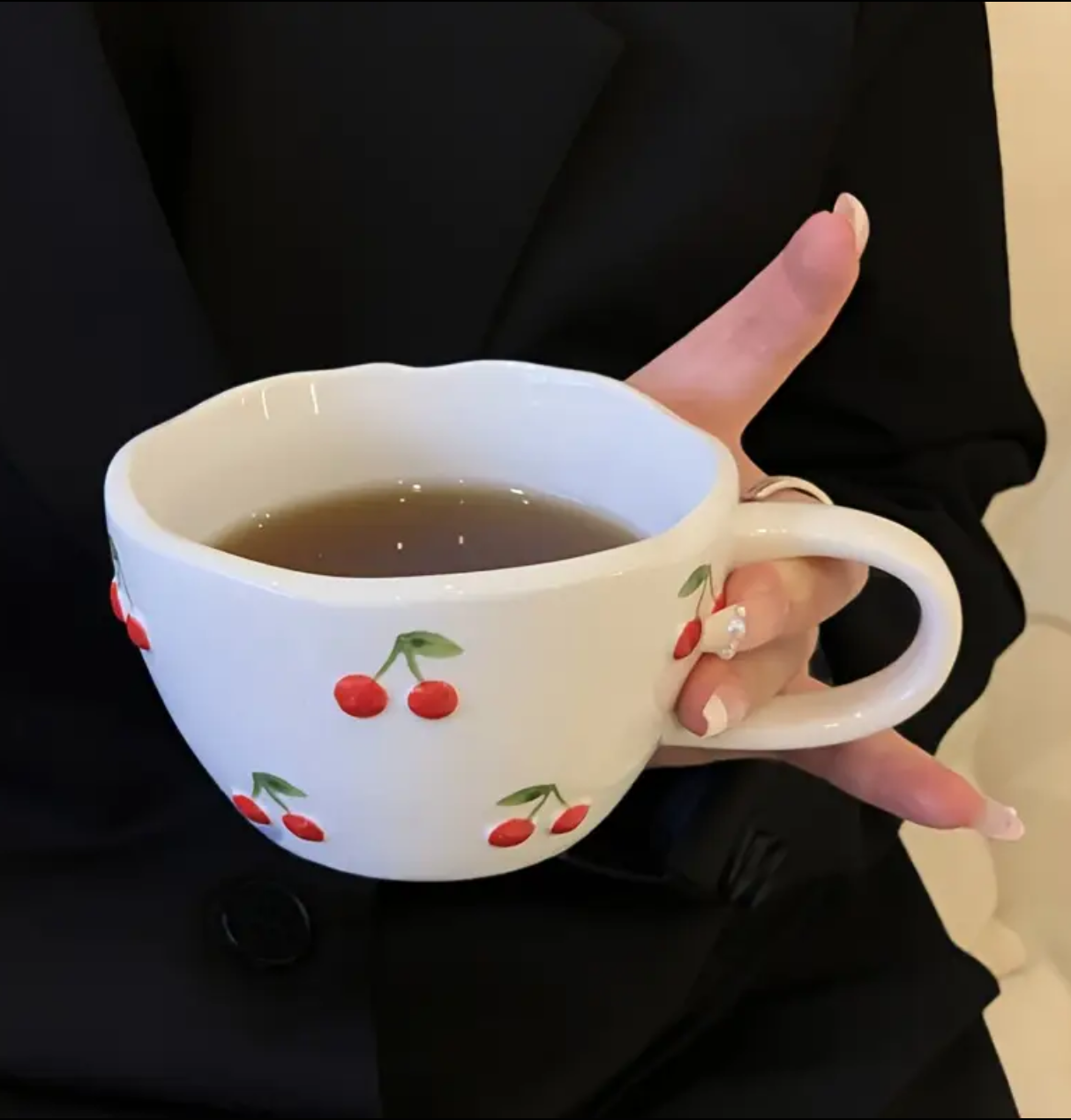 3D Mini Red Cherries Ceramic Mug