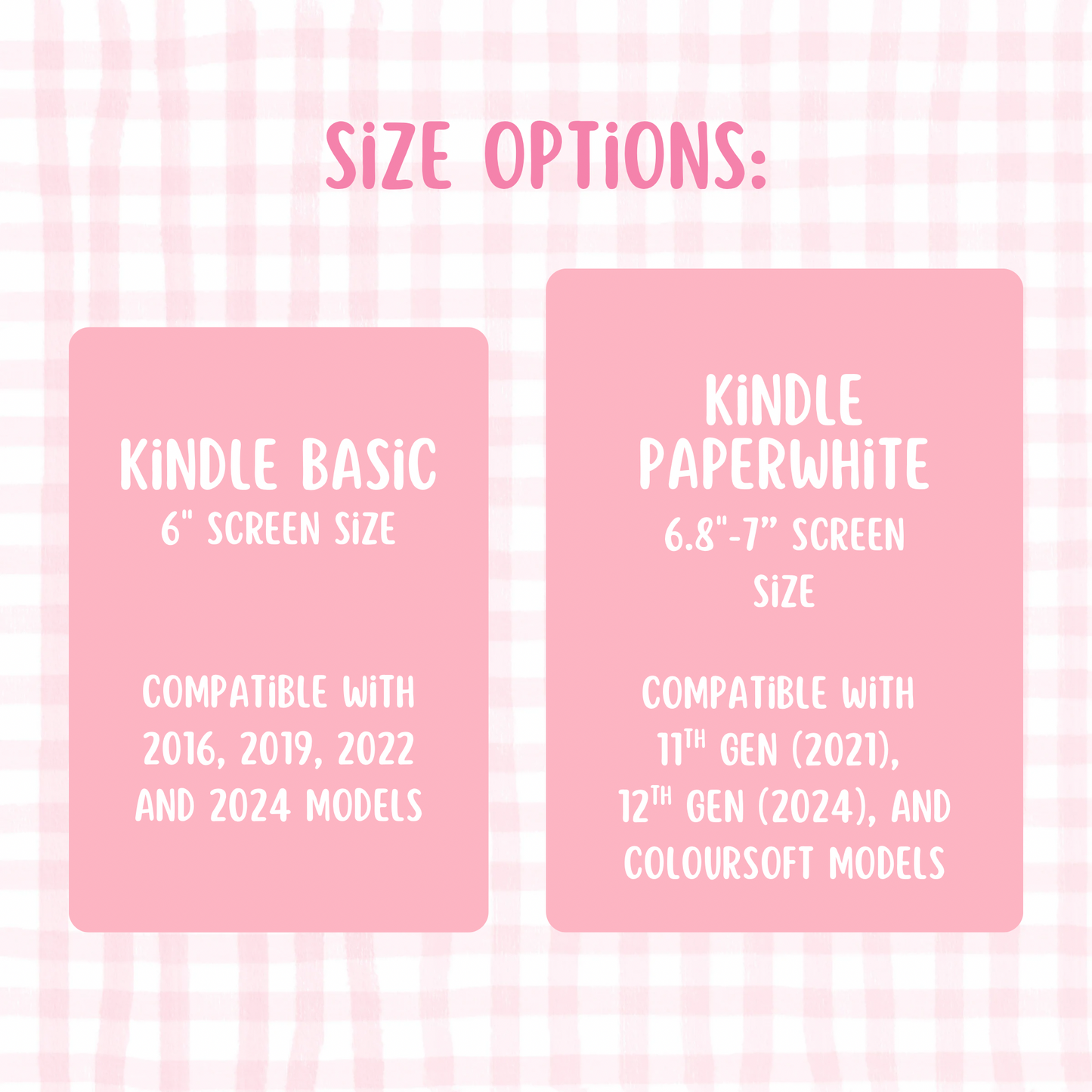 Checkerboard Kindle Insert - Pink