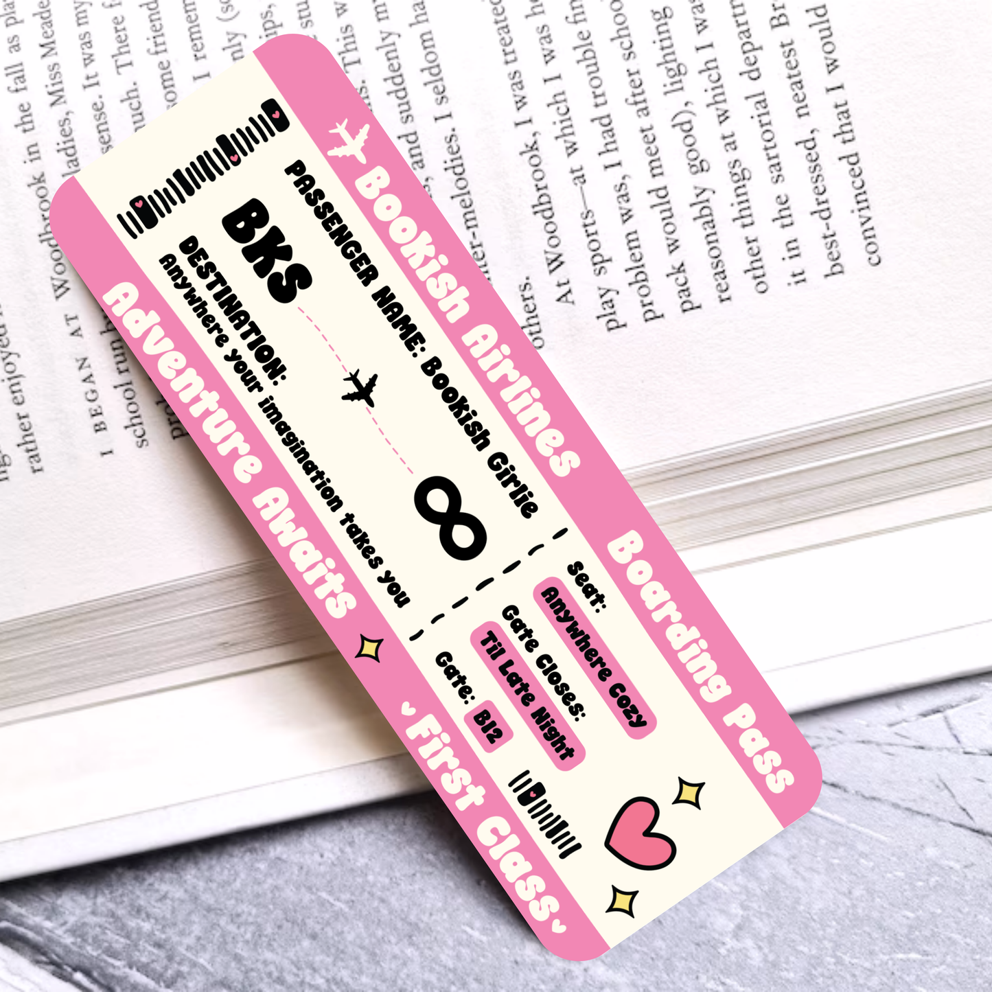 Bookish Airlines Laminated Bookmark