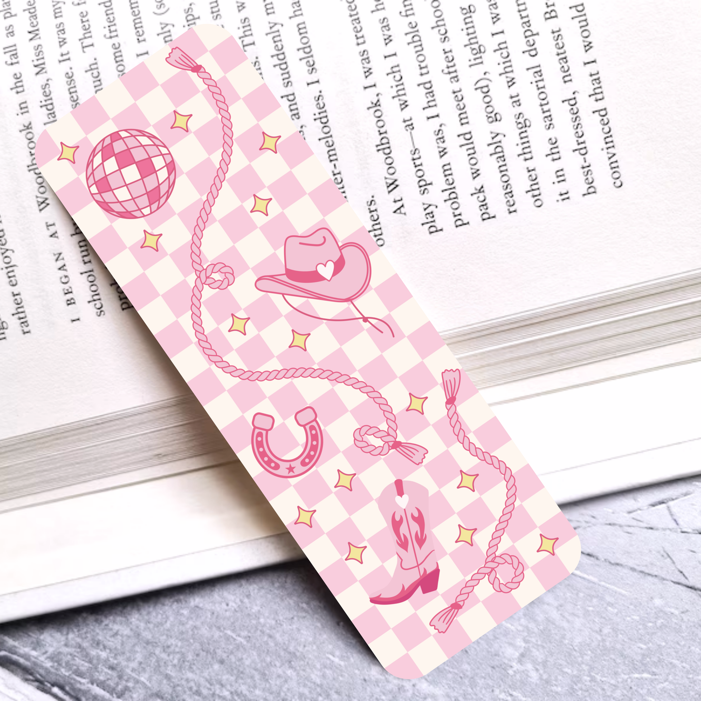 Pink Cowgirl Laminated Bookmark