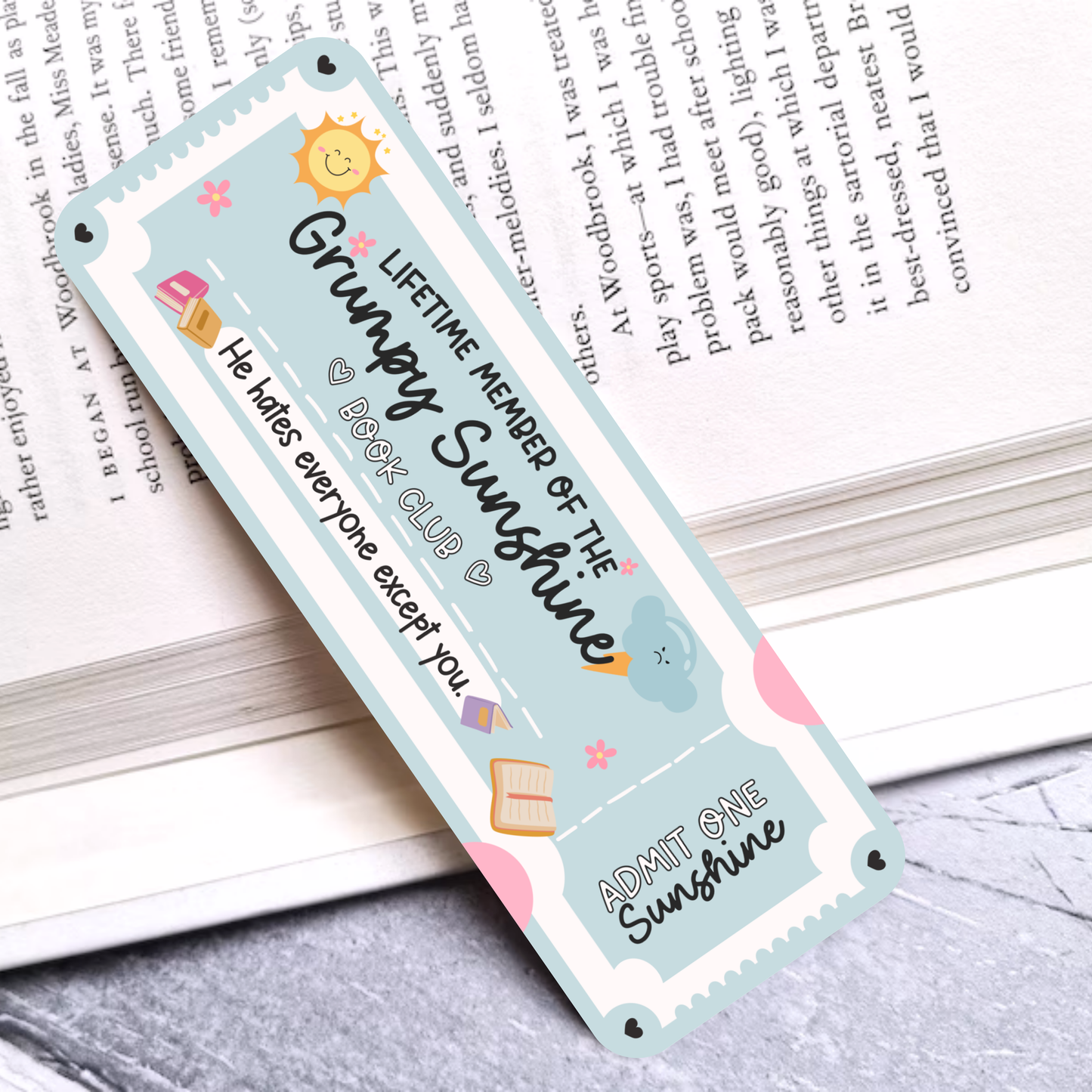Grumpy Sunshine Book Club Laminated Bookmark