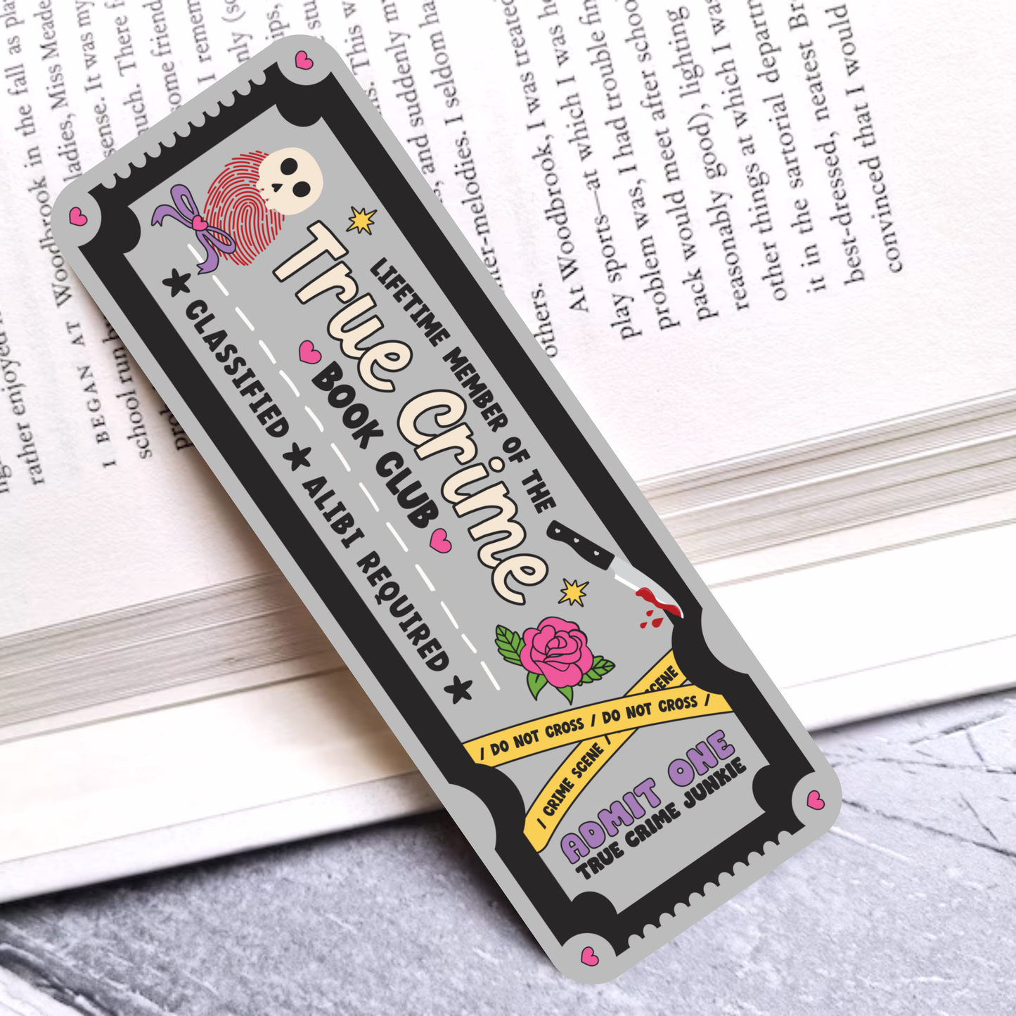 True Crime Book Club Laminated Bookmark