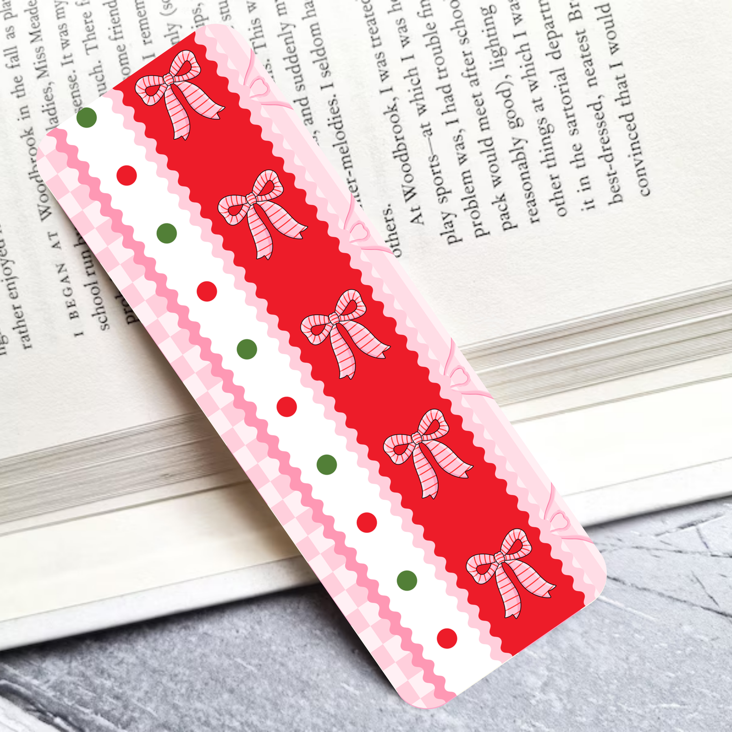 Christmas Ribbons Laminated Bookmark