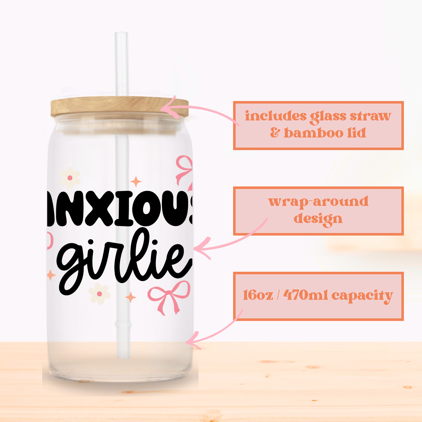 Anxious Girlie Glass Cup