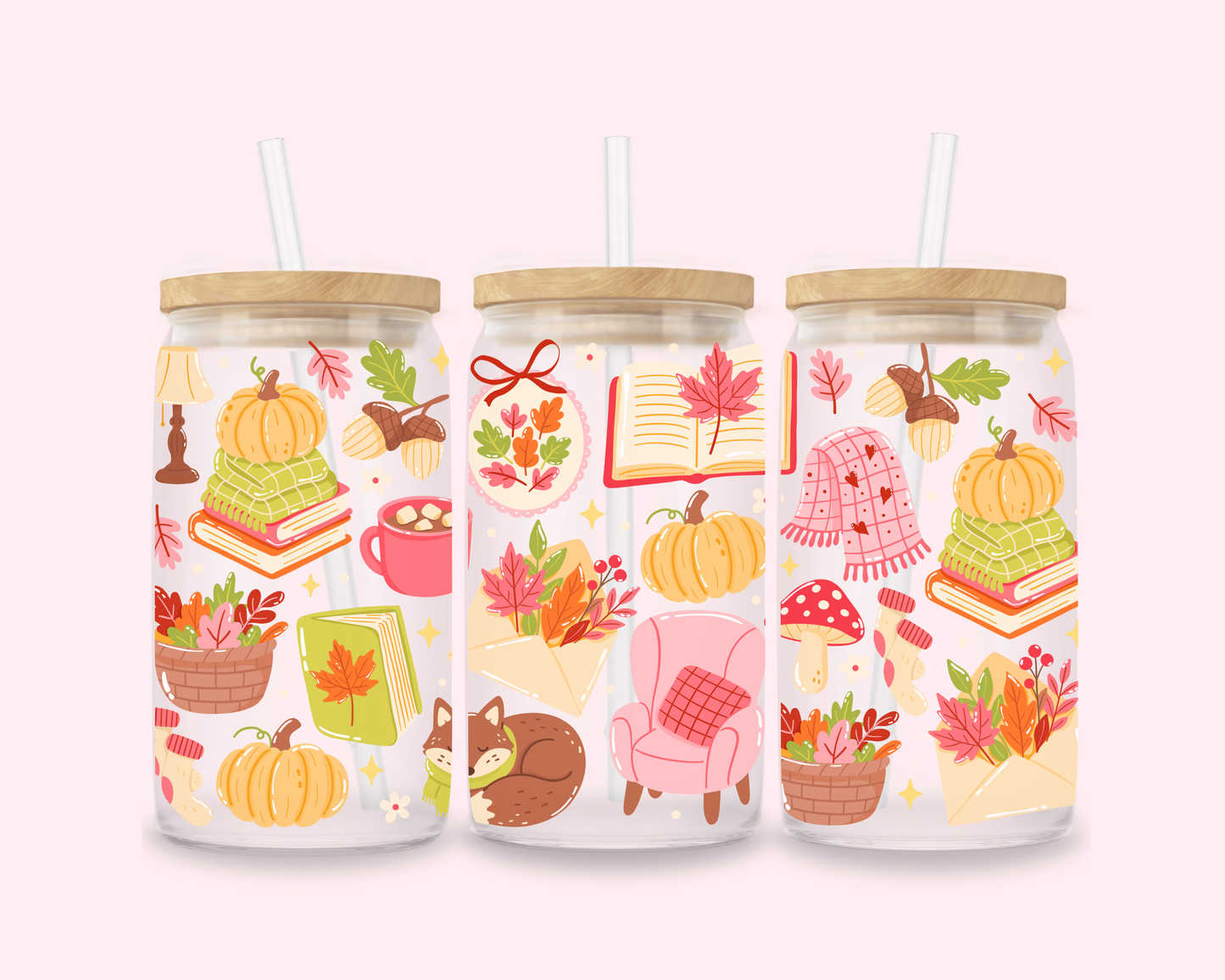 Autumn Cottage Glass Cup