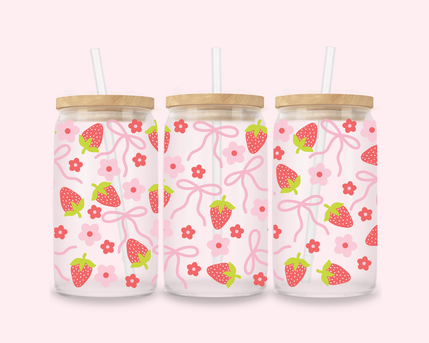 Berry Cute – Strawberry Bow Glass Cup