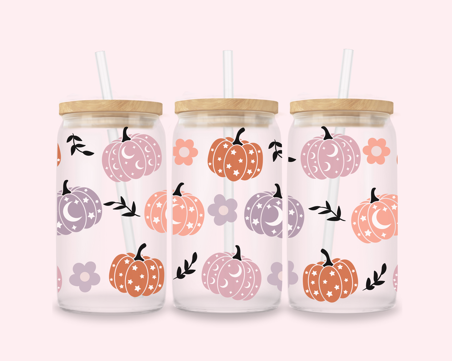 Boho Pumpkins Glass Cup