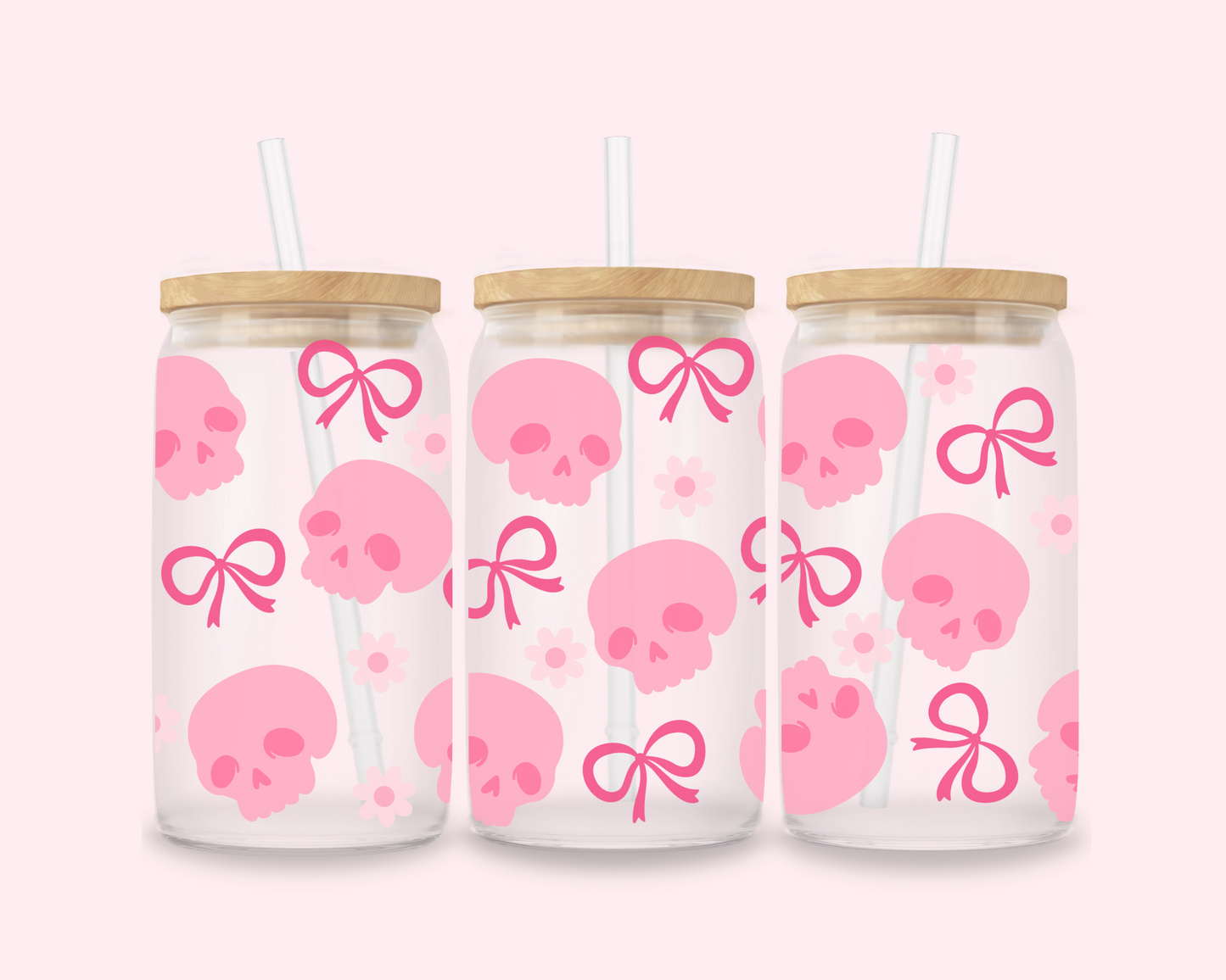 Coffin Cutie – Pink Skull Glass Cup