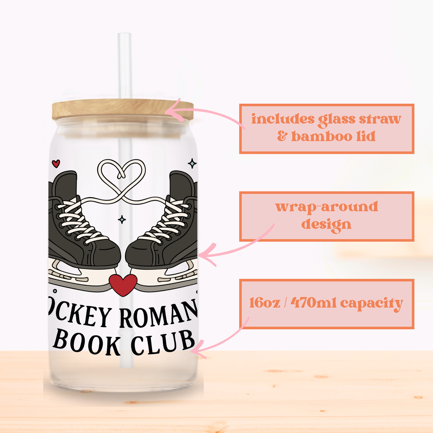 Hockey Romance Book Club Glass Cup