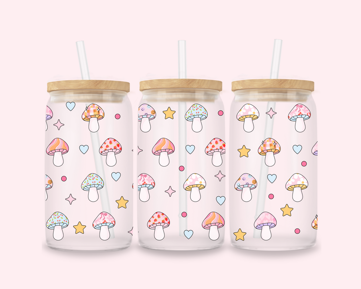 Magic Shroomie – Pastel Mushroom Glass Cup