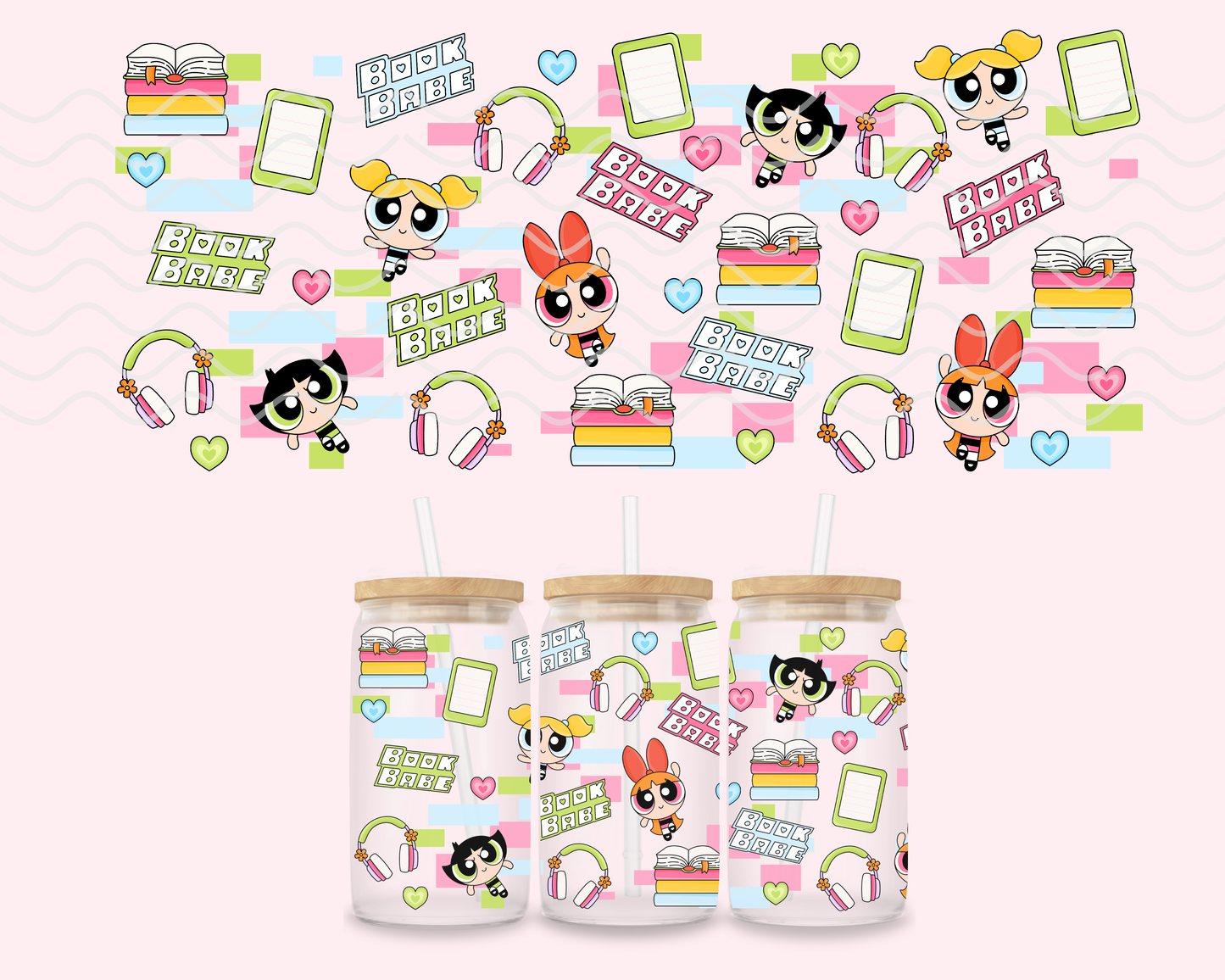 Powerpuff Book Babe Glass Cup