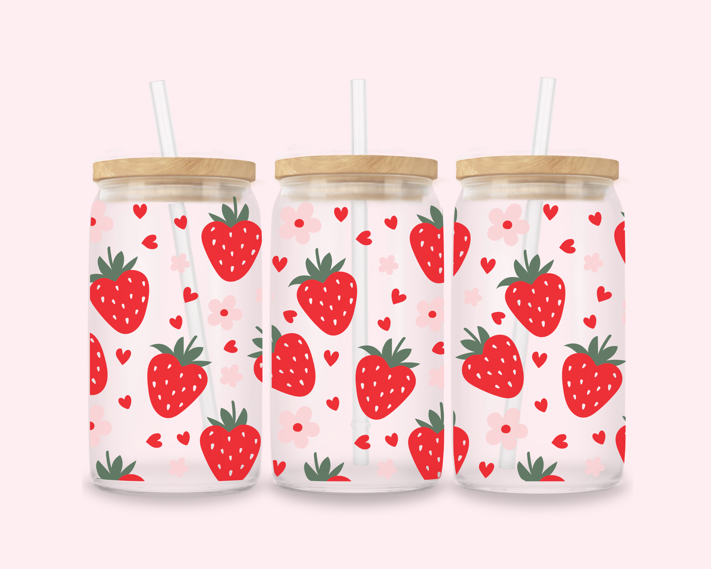 Strawberries Glass Cup