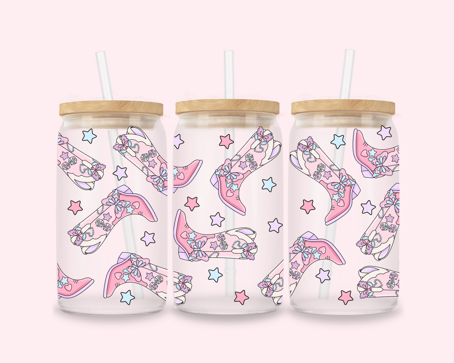 Yeehaw Girlie – Pastel Cowgirl Glass Cup