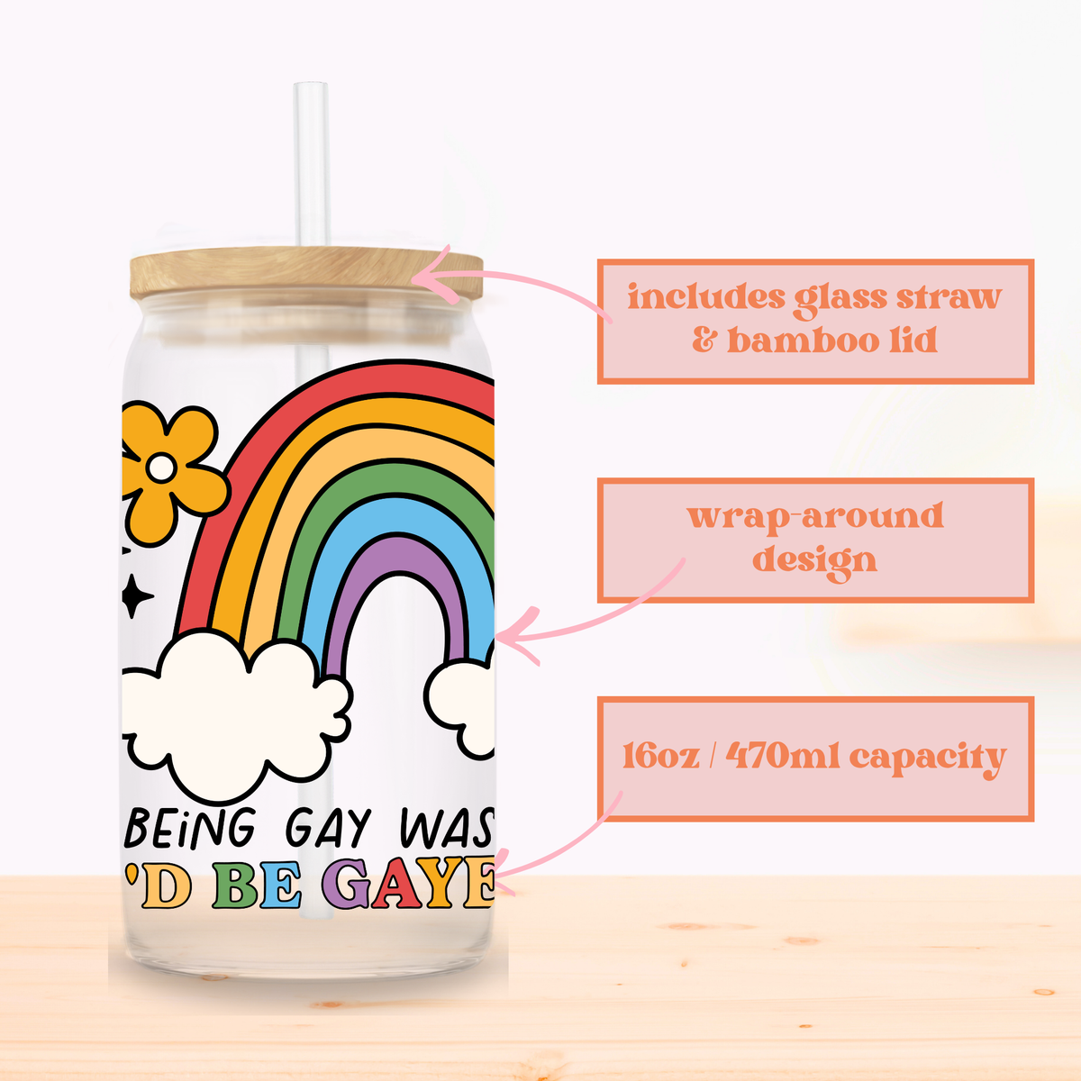 Id Be Gayer Glass Cup