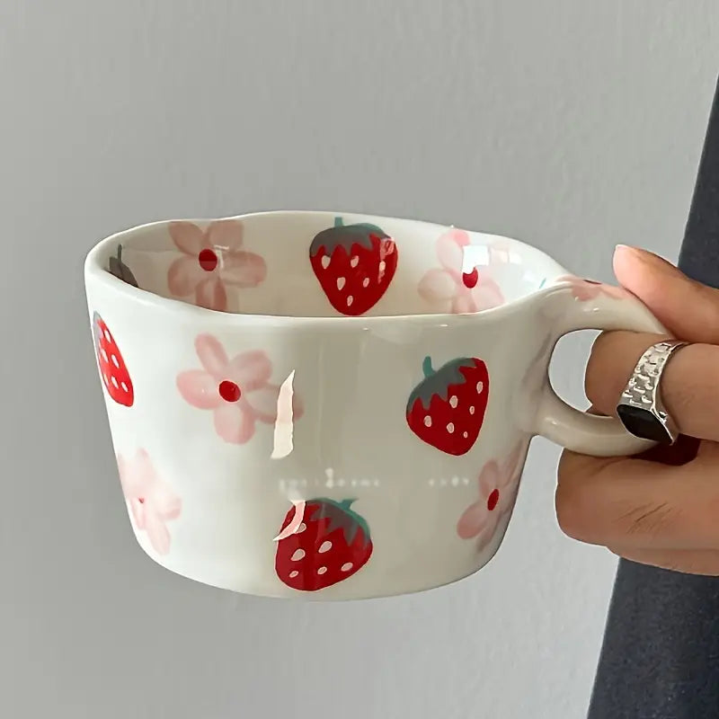Strawberry Flower Ceramic Mug