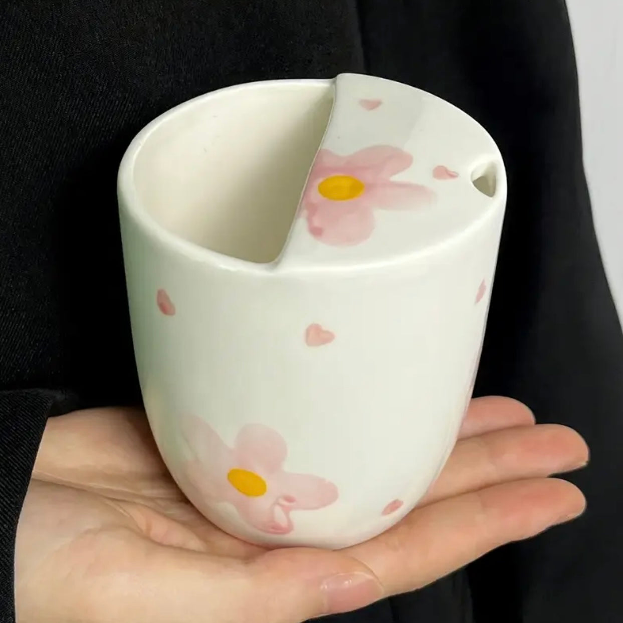 Pink Flowers Ceramic Cup