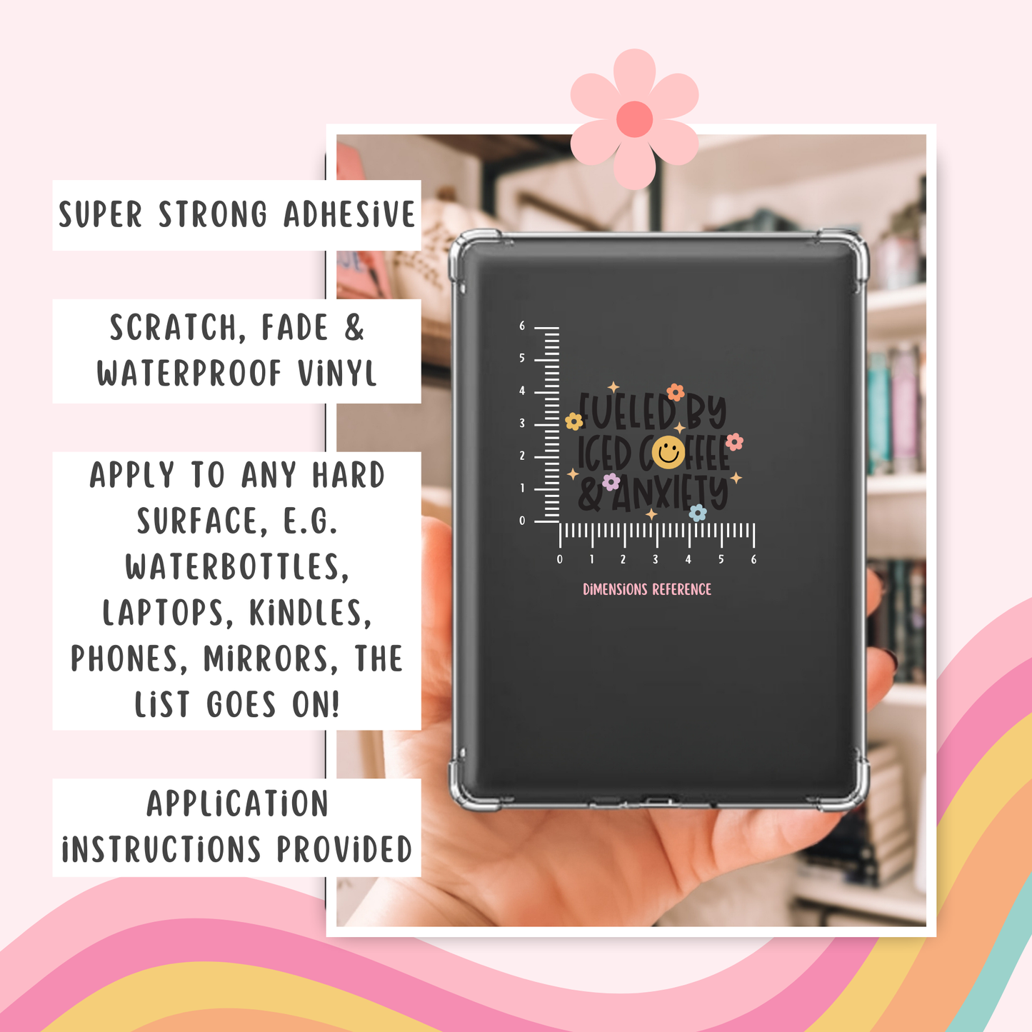 Fueled By Iced Coffee & Anxiety Permanent Decal