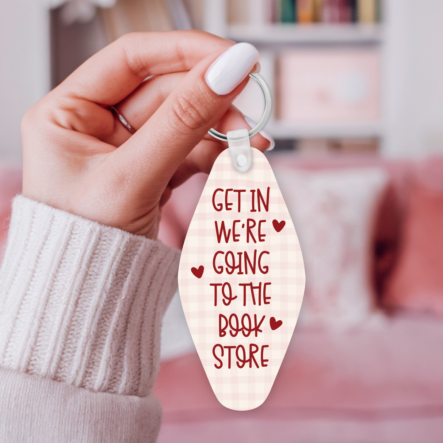 Going To The Bookstore Motel Keychain