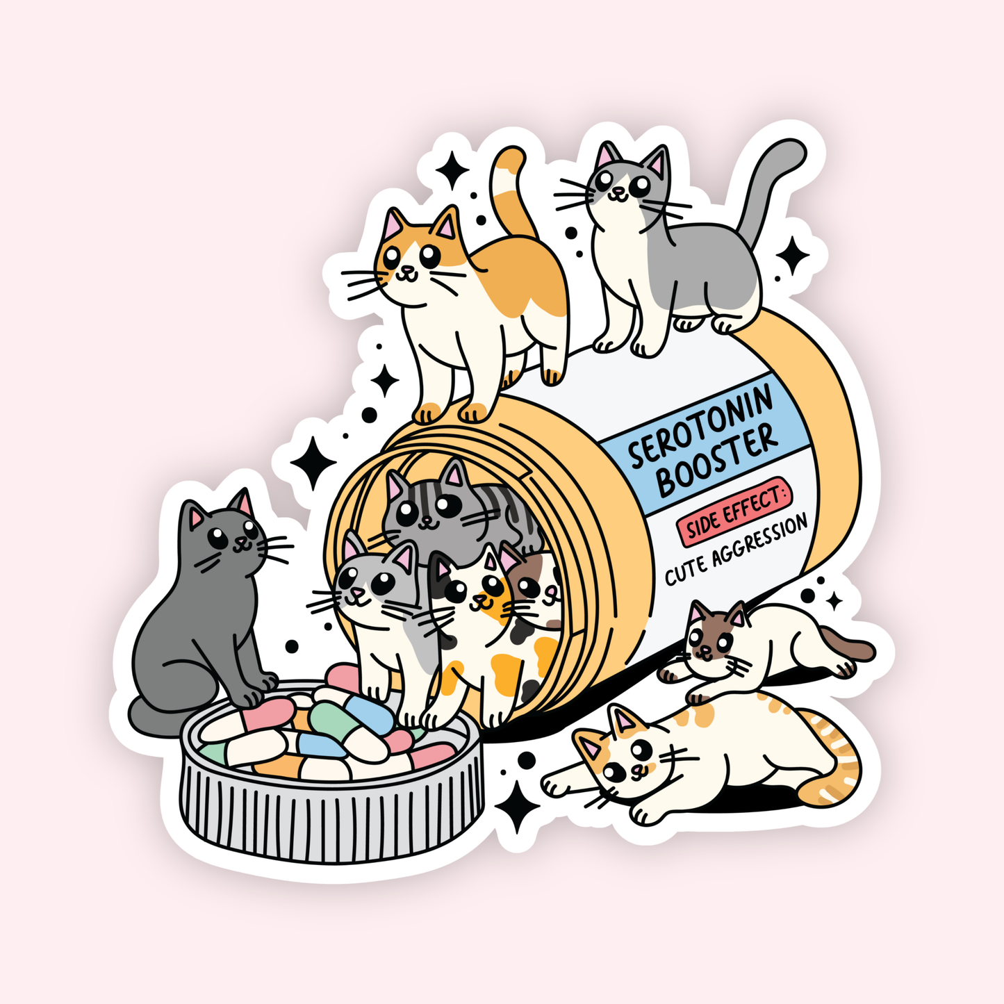 Serotonin Booster Cats Sticker
