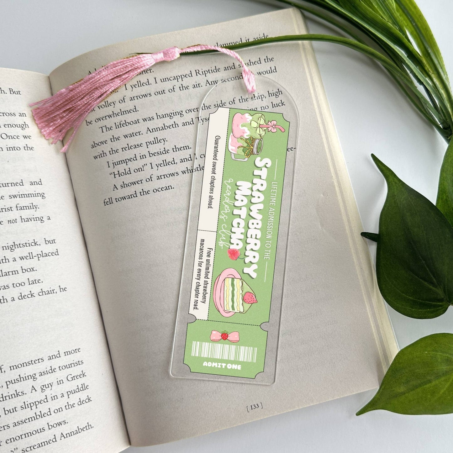 Strawberry Matcha Readers Club Acrylic Bookmark