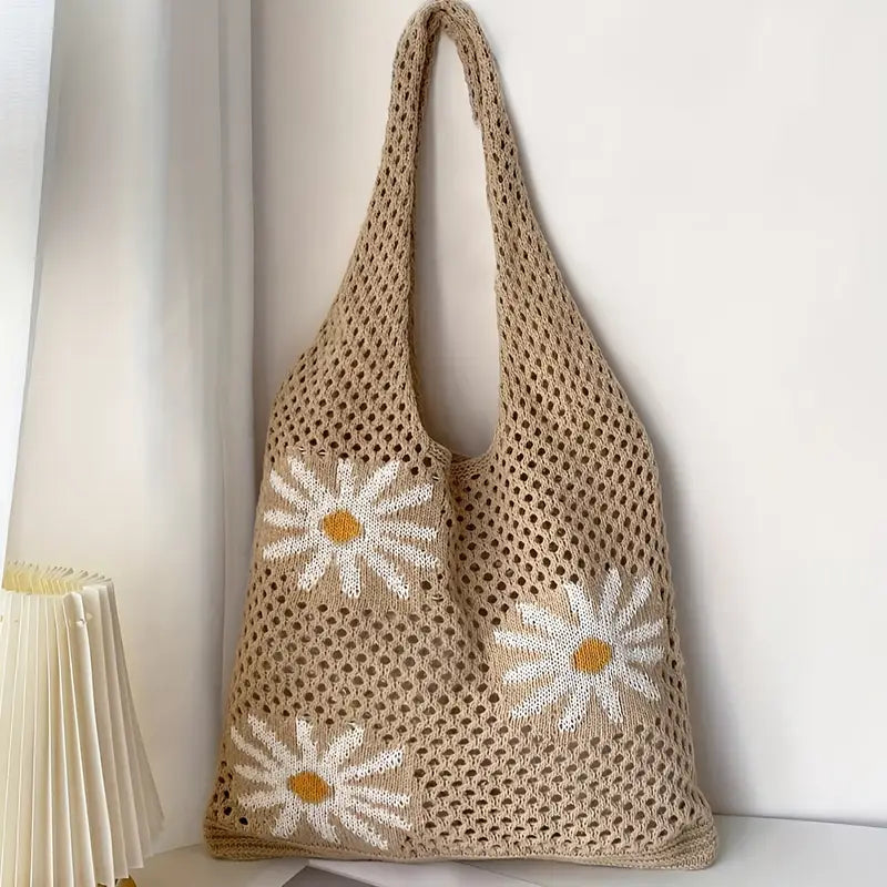 Daisies Crochet Tote Bag
