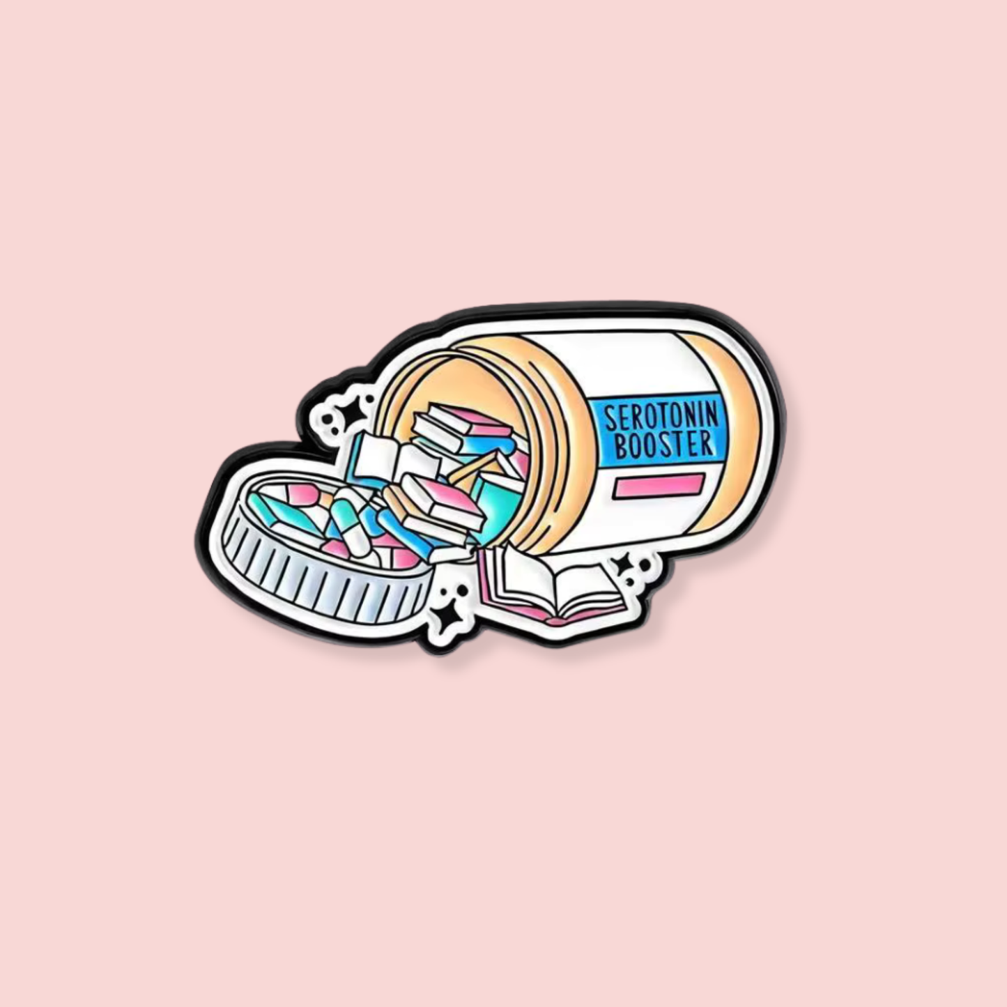 Serotonin Booster Books Enamel Pin