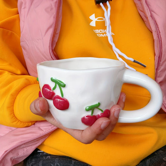 3D Cherries Ceramic Mug