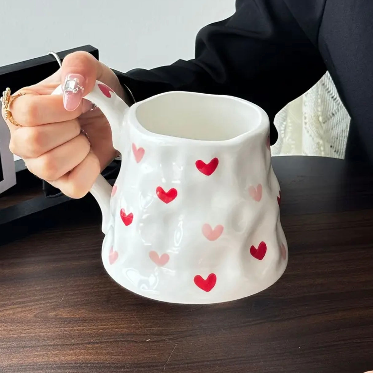 Hearts XL Ceramic Mug - White