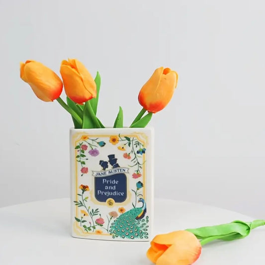 Pride & Prejudice Book Vase - White