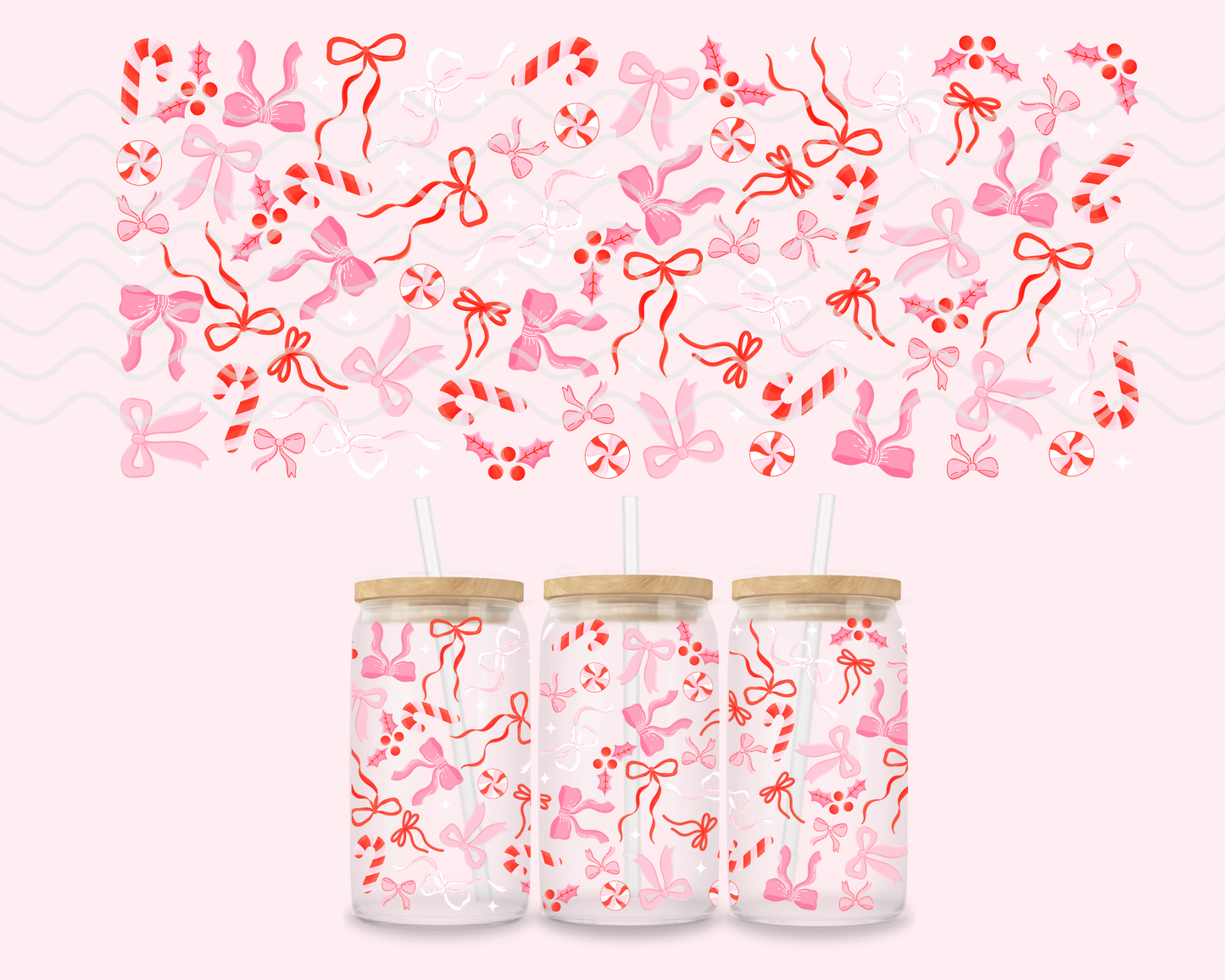 Christmas Bows Glass Cup