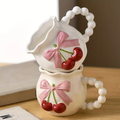 Cherry Bow Ceramic Mug