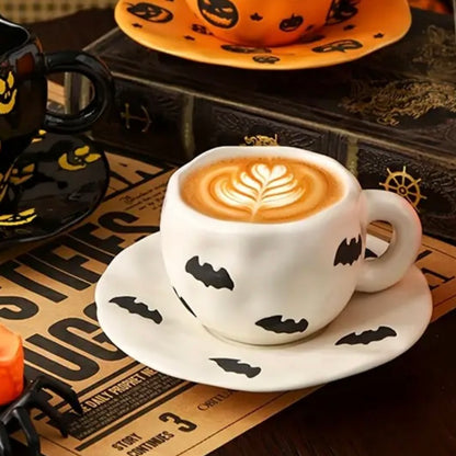 Spooky Bats Ceramic Mug & Saucer Set