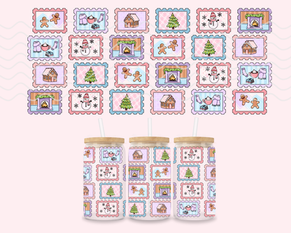 Christmas Stamps Glass Cup