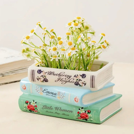 The Classics Large Ceramic Book Stack Vase