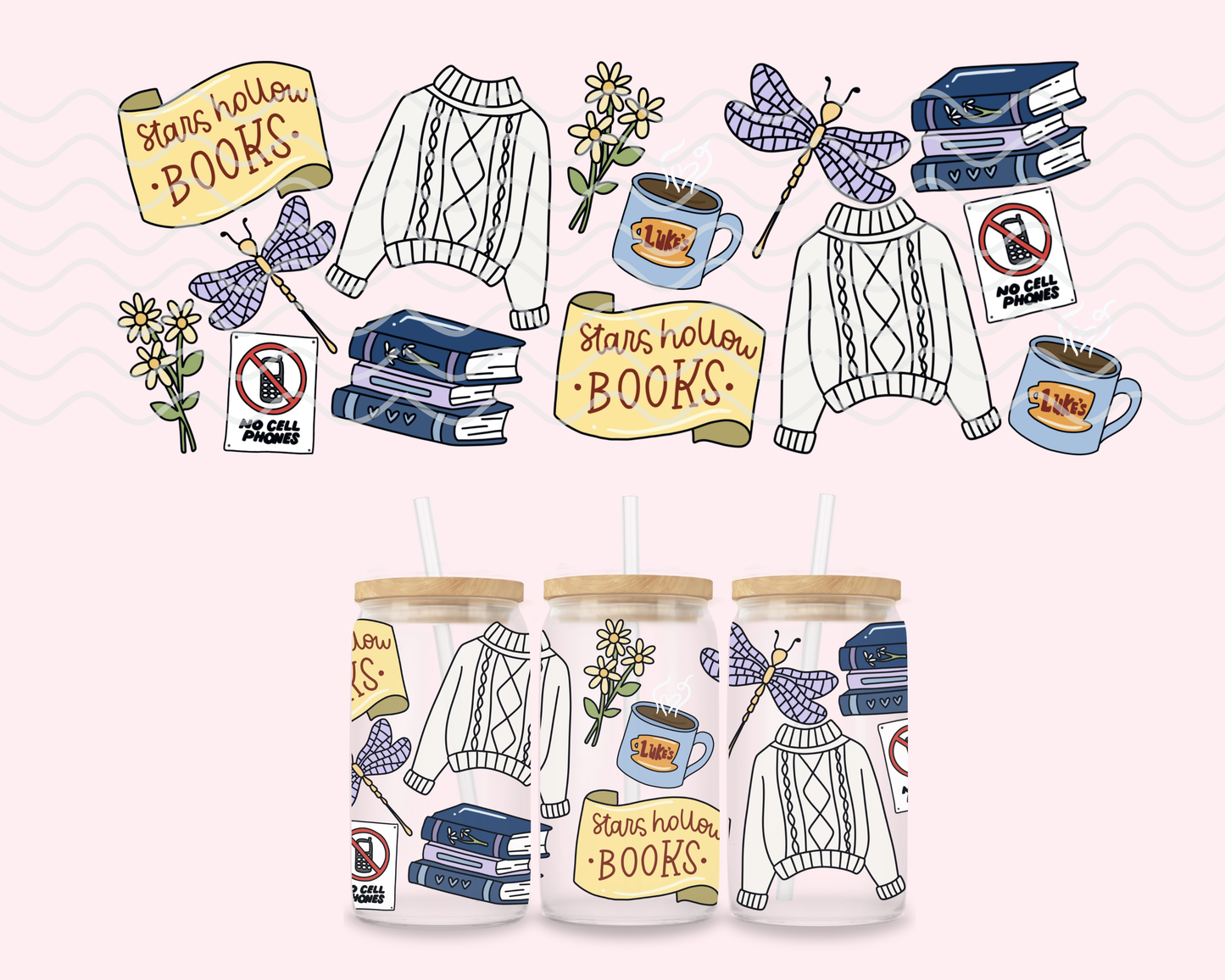 GG Stars Hollow Books Glass Cup