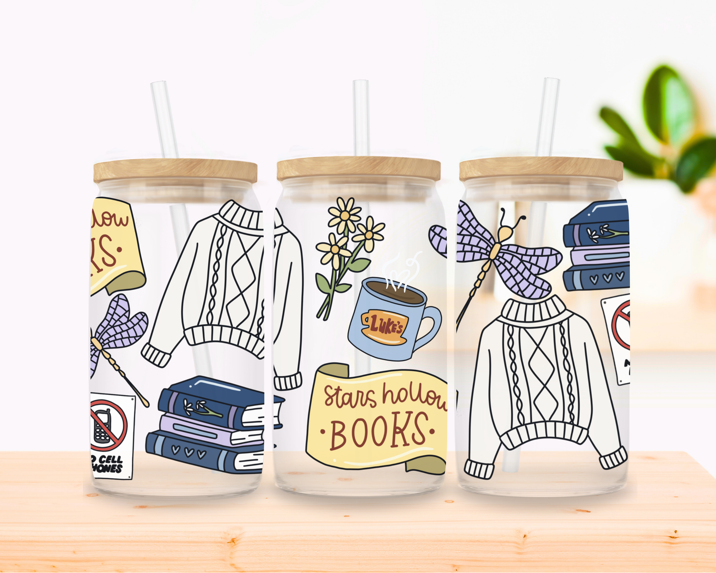 GG Stars Hollow Books Glass Cup