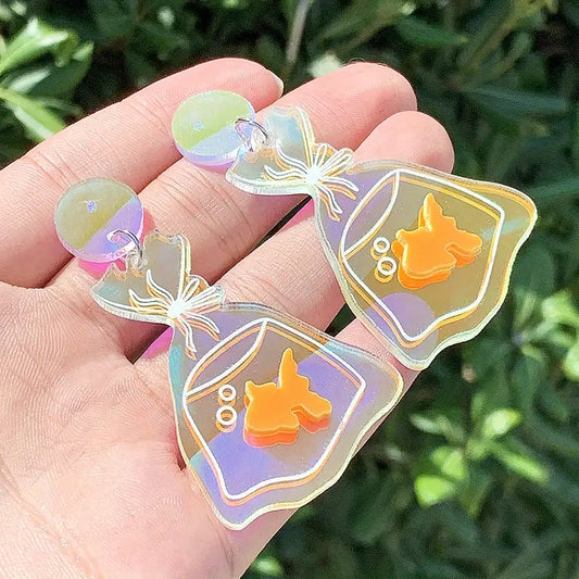 Holographic Goldfish Acrylic Earrings