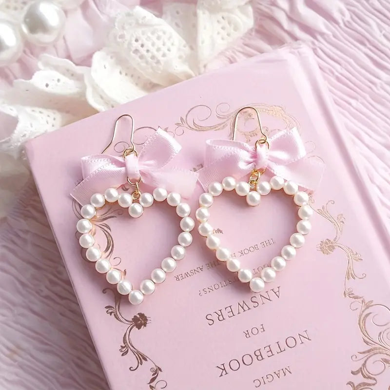 Pearl Bows Acrylic Earrings