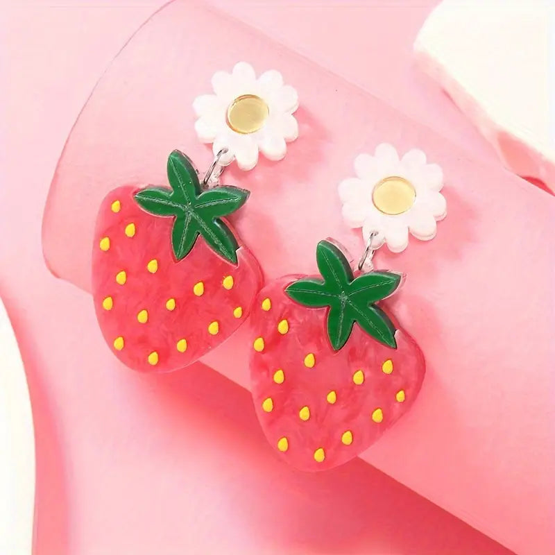 Strawberry Acrylic Earrings